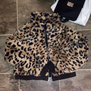 Cheetah print zip jump puffer jacket (really soft)